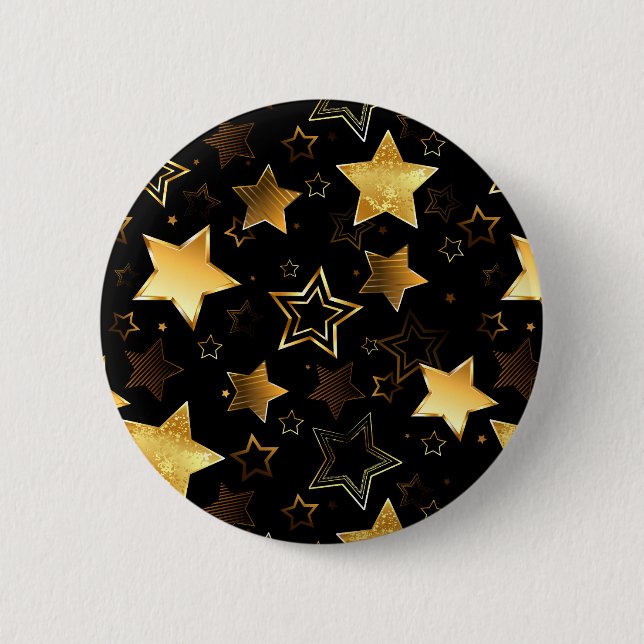 Macaron Rond 5 Cm Motif sans couture avec étoiles d'or (Devant)