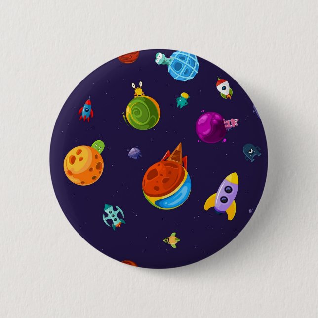 Macaron Rond 5 Cm Motif spatial (Devant)