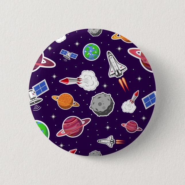 Macaron Rond 5 Cm Motif spatial (Devant)
