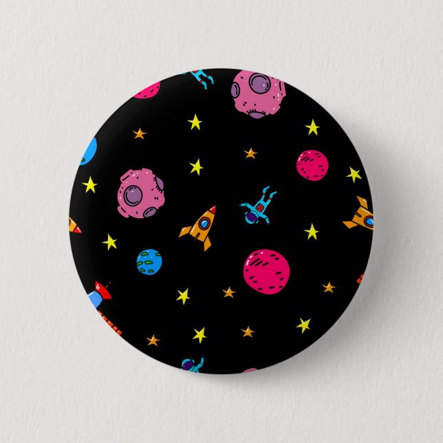 Macaron Rond 5 Cm Motif spatial (Devant)