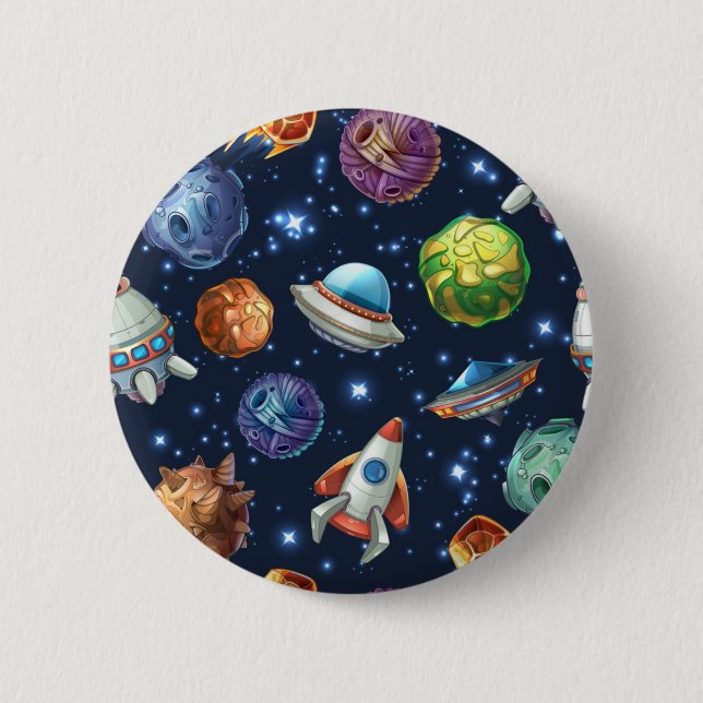 Macaron Rond 5 Cm Motif spatial (Devant)