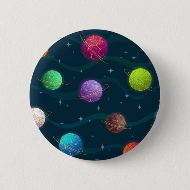 Macaron Rond 5 Cm Motif spatial (Devant)
