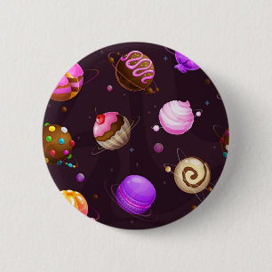Macaron Rond 5 Cm Motif spatial