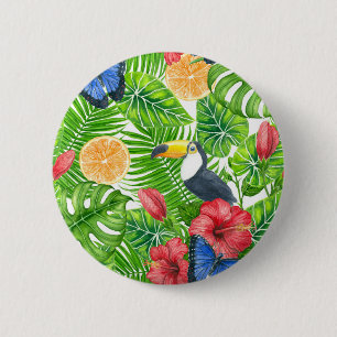 Macaron Rond 5 Cm Motif tropical