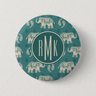 Macaron Rond 5 Cm Motif turquoise de caravane d'éléphant du