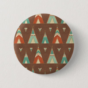 Macaron Rond 5 Cm Motif turquoise de Teepee d'étape   de Geo de