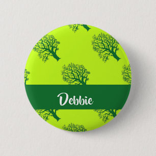 Macaron Rond 5 Cm motif vert de chêne