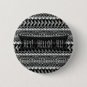 Macaron Rond 5 Cm motifs de Doodle Noir et Blanc