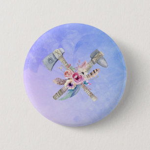 Macaron Rond 5 Cm Motifs et fleurs Tomahawk Aquarelle Design