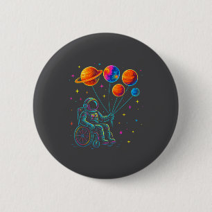 Macaron Rond 5 Cm Motivation enfants astronautes en fauteuil roulant