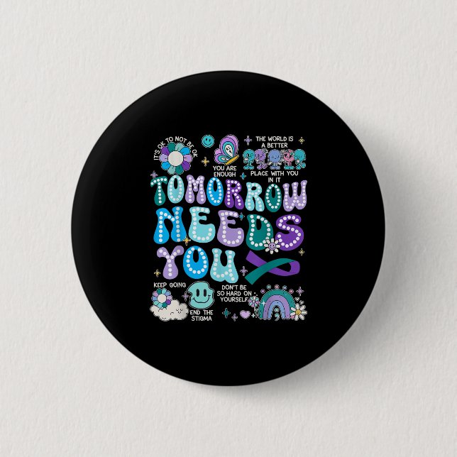 Macaron Rond 5 Cm Motivation Ribbon Suicide Prevention Awarenes Wome (Devant)