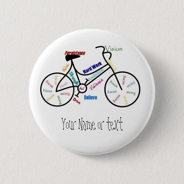 Macaron Rond 5 Cm Motivational Bike, Vélo, Cyclisme, Sport, Hobby (Devant)