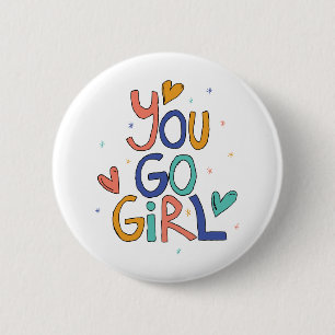 Macaron Rond 5 Cm Motivationnel Une fille Cool You Go Girl Clipart G