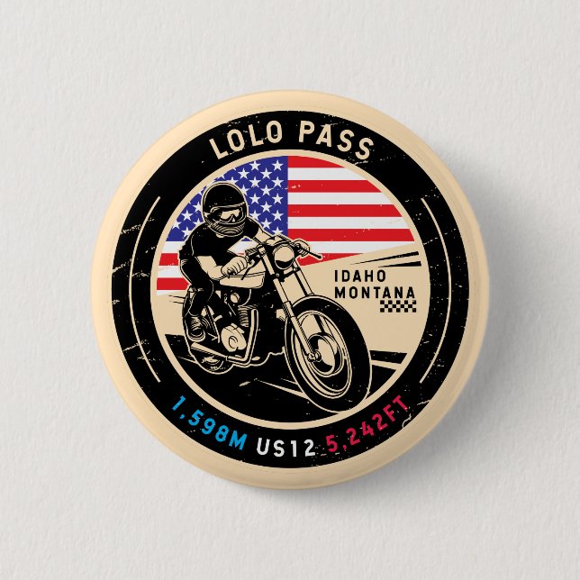 Macaron Rond 5 Cm Moto Lolo Pass Idaho (Devant)