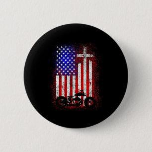 Macaron Rond 5 Cm Moto Vintage Drapeau Usa Foi Chrétienne Pour Bi