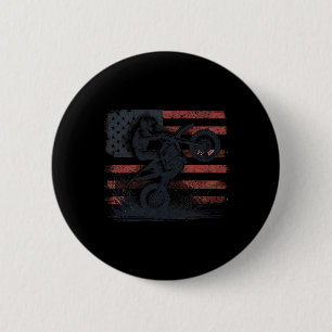 Macaron Rond 5 Cm Motocross Drapeau Américain Moto Cross