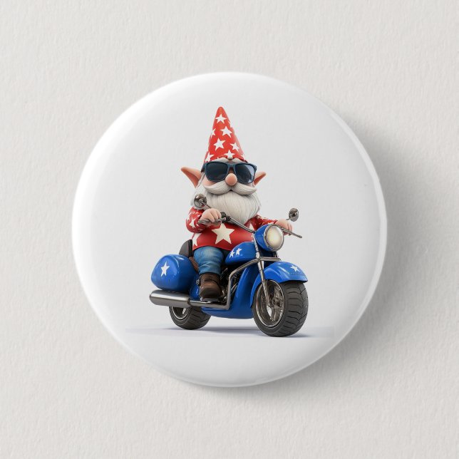 Macaron Rond 5 Cm Motocyclette américaine Gnome (Devant)