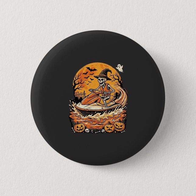 Macaron Rond 5 Cm Motomarine Halloween squelette sorcière Citrouille (Devant)