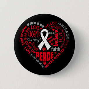 Macaron Rond 5 Cm Mots de coeur de conscience de cancer de poumon