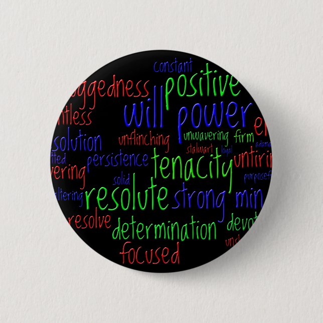 Macaron Rond 5 Cm Mots motivationnels pour le Nouvel An, attitude po (Devant)