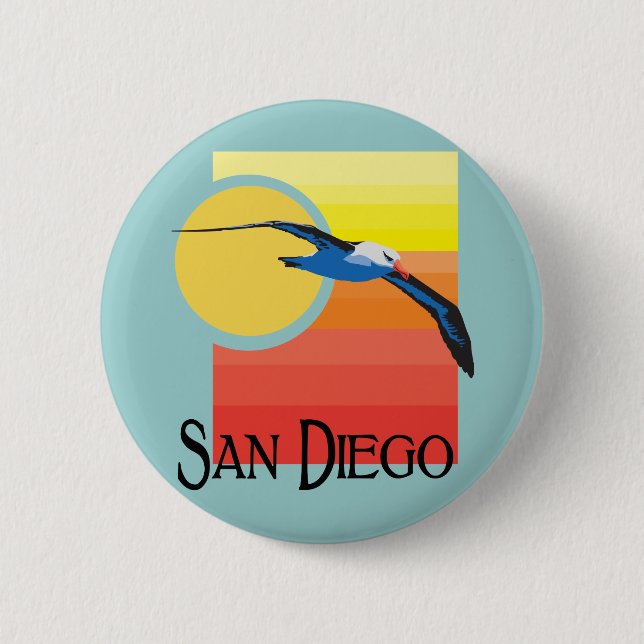 Macaron Rond 5 Cm Mouette de San Diego (Devant)
