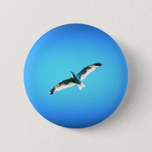 Macaron Rond 5 Cm Mouette sur bouton bleu