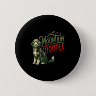 Macaron Rond 5 Cm Mountain doodle dog lovers vintage retro outdoor