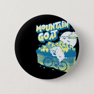 Macaron Rond 5 Cm Mountain Goat Funny Mountain Biking Goat Biker Vin