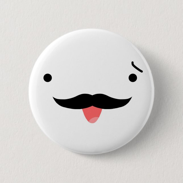 Macaron Rond 5 Cm Moustache (Devant)