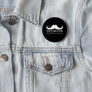 Macaron Rond 5 Cm Moustache blanche fraîche à la mode du noir I vous