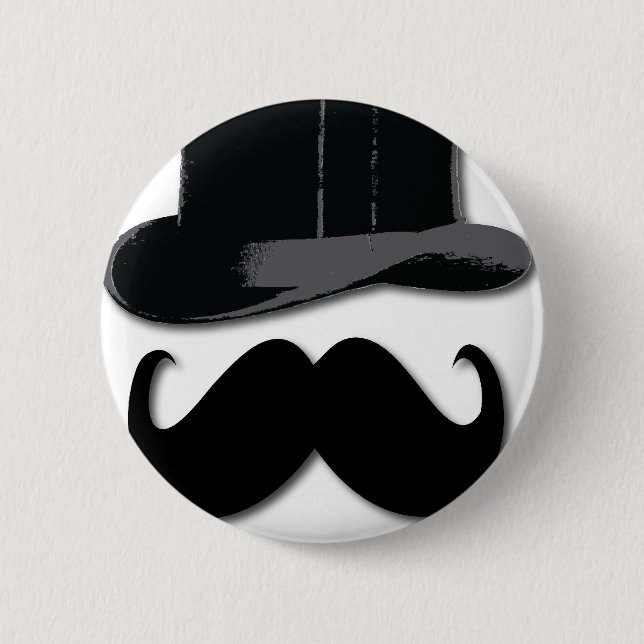 Macaron Rond 5 Cm moustache, casquette supérieur, cravate d'arc et (Devant)