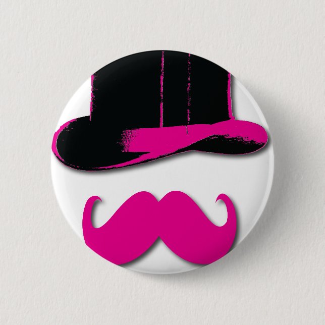 Macaron Rond 5 Cm moustache, casquette supérieur, cravate d'arc et (Devant)