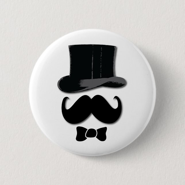 Macaron Rond 5 Cm moustache, casquette supérieur, cravate d'arc et (Devant)