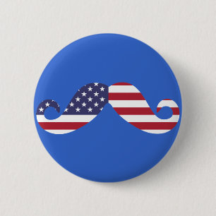 Macaron Rond 5 Cm Moustache de drapeau américain