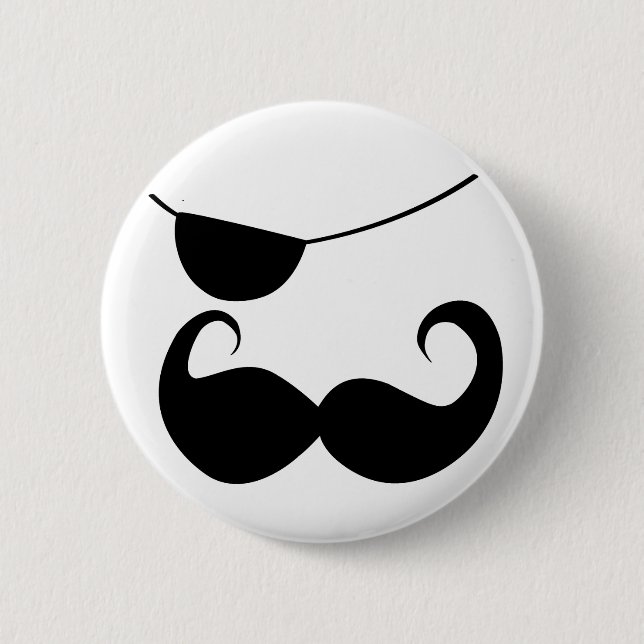 Macaron Rond 5 Cm Moustache de guidon de pirate (Devant)