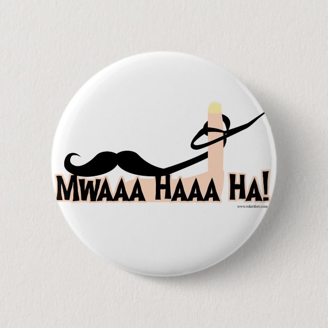 Macaron Rond 5 Cm Moustache de tournoiement mauvaise (Devant)