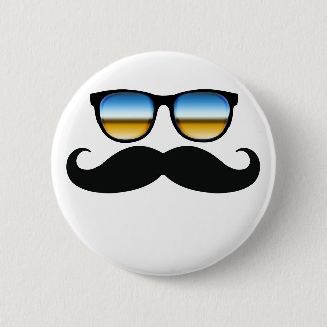 Macaron Rond 5 Cm Moustache fraîche sous des nuances (Devant)