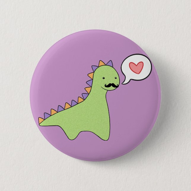 Macaron Rond 5 Cm Moustache mignonne de dinosaure (Devant)