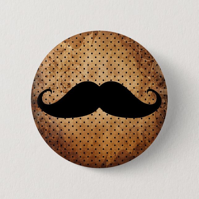 Macaron Rond 5 Cm Moustache noire drôle (Devant)