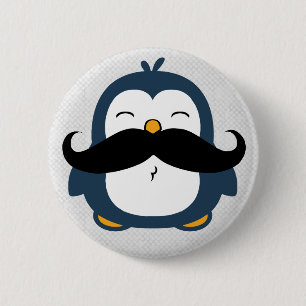 Macaron Rond 5 Cm Moustache Penguin