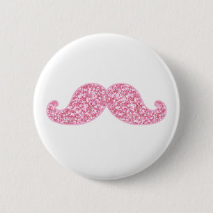 MACARON ROND 5 CM MOUSTACHE ROSE GIRLY DE PARTIES SCINTILLANTES