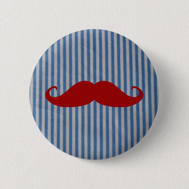 Macaron Rond 5 Cm Moustache Rouge Amusante Et Bleu Blancs (Devant)