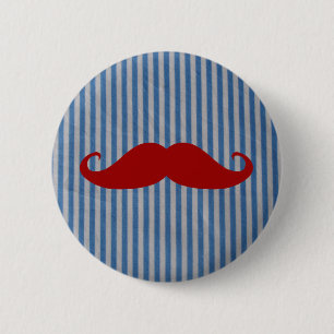 Macaron Rond 5 Cm Moustache Rouge Amusante Et Bleu Blancs