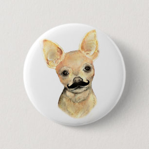 Macaron Rond 5 Cm Moustache sur un humour mignon de chien