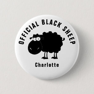 Macaron Rond 5 Cm Mouton noir officiel drôle