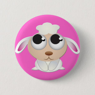 Macaron Rond 5 Cm Moutons mignons de bande dessinée