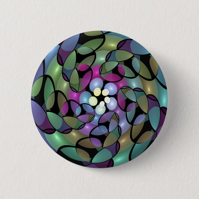 Macaron Rond 5 Cm Mouvements colorés Art Abstrait Frappe Fractal (Devant)