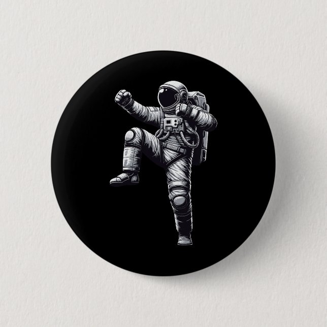 Macaron Rond 5 Cm Muay Astronaut Thaï Kickboxing (Devant)