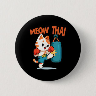 Macaron Rond 5 Cm Muay Thai Funny Amoureux des chats Thai Boxing Tha