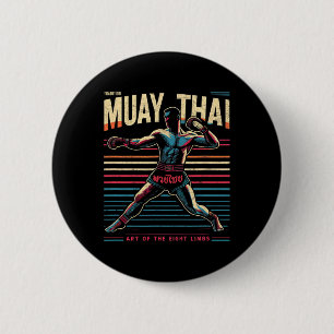 Macaron Rond 5 Cm Muay Thai Thaïlande Kickboxing Combattant Mma Vint